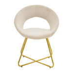 Chair Valentina beige velvet-golden leg 65x60x82εκ - Image 4