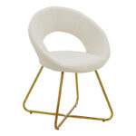 Стол Валентина бел теди материјал - златна ногарка 65x60x82εκ