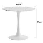 Dining table Balou II MDF in marble white color D80x75cm - Image 4