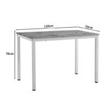Dining table Witte MDF/Metal in sonoma color with white leg 110x70x76cm - Слика 6