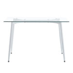 Dining table QUANA transparent glass with white legs 120x70x75cm - Image 2
