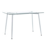 Dining table QUANA transparent glass with white legs 120x70x75cm