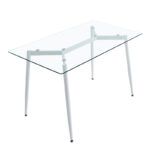 Dining table QUANA transparent glass with white legs 120x70x75cm - Image 3