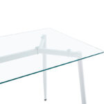 Dining table QUANA transparent glass with white legs 120x70x75cm - Image 4