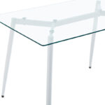 Dining table QUANA transparent glass with white legs 120x70x75cm - Image 5