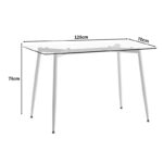 Dining table QUANA transparent glass with white legs 120x70x75cm - Image 6