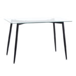 Dining table QUANA transparent glass with black legs 120x70x75cm