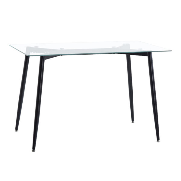 Dining table QUANA transparent glass with black legs 120x70x75cm