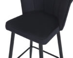 Bar stool Velvi velvet in black color 46x45x105.5cm - Слика 6