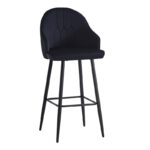 Bar stool Velva velvet in black color 46x45x113cm