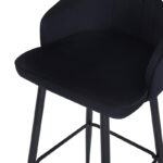 Bar stool Velva velvet in black color 46x45x113cm - Image 5