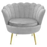 Armchair Daimon velvet grey-golden 79x74x78cm - Слика 4