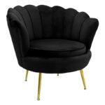 Armchair Daimon velvet black-golden 79x74x78cm