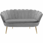 2 seater sofa Daimon velvet grey 134x70x77cm - Слика 2