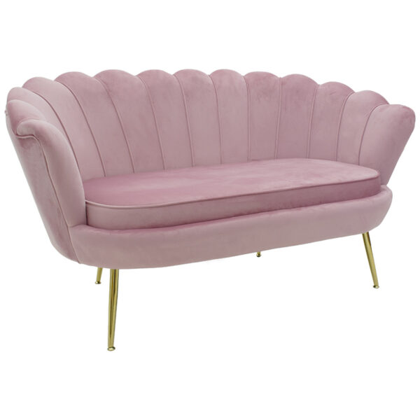 2 seat sofa Daimon velvet pink 134x70x77cm