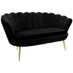 Двоседна софа Daimon velvet црна 134x70x77 см