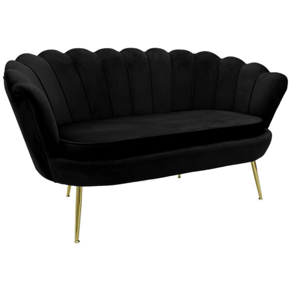 Двоседна софа Daimon velvet црна 134x70x77 см