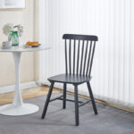 Melia rubberwood chair in black shade 45x51x87cm - Image 2