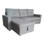 Reversible corner sofa-bed with storage space Felia fabric in gray color 225x148x81cm - Image 2