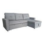 Reversible corner sofa-bed with storage space Felia fabric in gray color 225x148x81cm