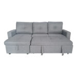 Reversible corner sofa-bed with storage space Felia fabric in gray color 225x148x81cm - Image 3