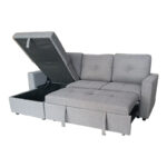 Reversible corner sofa-bed with storage space Felia fabric in gray color 225x148x81cm - Image 4