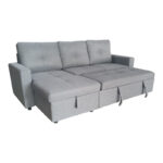 Reversible corner sofa-bed with storage space Felia fabric in gray color 225x148x81cm - Image 5