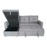 Reversible corner sofa-bed with storage space Felia fabric in gray color 225x148x81cm - Image 6