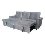 Reversible corner sofa-bed with storage space Felia velvet fabric in gray color 225x148x81cm - Image 5