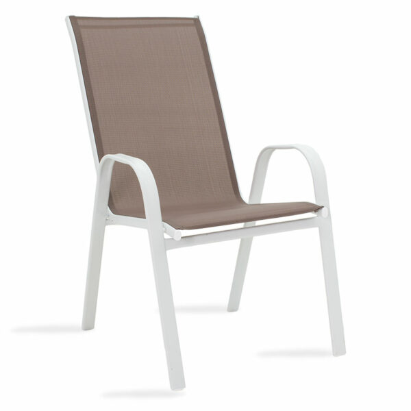 Armchair Calan metal white-textilene brown 55x75x90cm
