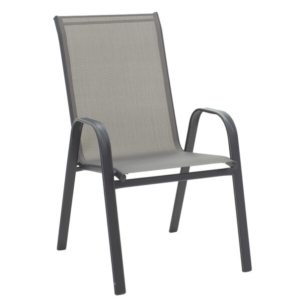Calan stackable metal armchair anthracite-textilene anthracite 55x75x90cm