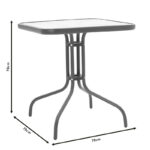 Watson table metal dark grey-glass 70x70x70cm - Слика 4