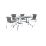 Dining table Valor-Obbi set of 5 pe gray-metal anthracite gray 110x60x70cm