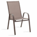 Dining set 3pcs Watson-Calan metal black-textilene brown 70x70x70cm - Слика 2