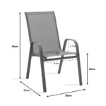 Dining set 3pcs Watson-Calan metal black-textilene brown 70x70x70cm - Слика 4