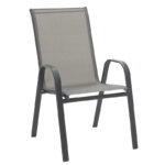 Dining set 3pcs Watson-Calan metal black-textilene dark grey 70x70x70cm - Слика 2