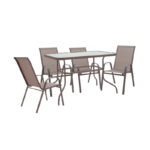 Dining set 5pcs Valor-Calan metal black-textilene brown 110x60x70cm