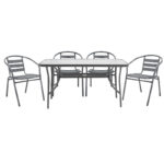 Dining set 5pcs Ensure-Tade metal-glass dark grey 140x80x70cm - Image 2