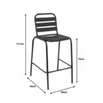 Bar stool Sussie black metal with aluminum slats 58x58x111cm - Слика 4