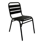Chair Sussie stack black metal with aluminium slats 45x62x76cm