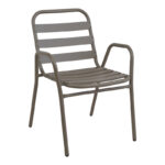 Armchair Sussie stack champagne metal with aluminium slats 45x62x76cm