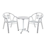 Dinning set Zircu-Lazo set of 3 chrome aluminum D60x70cm