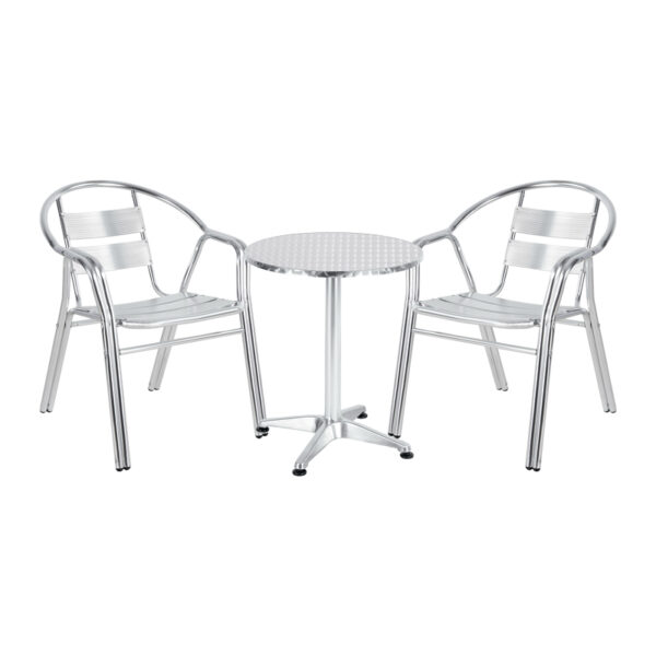 Dinning set Zircu-Lazo set of 3 chrome aluminum D60x70cm