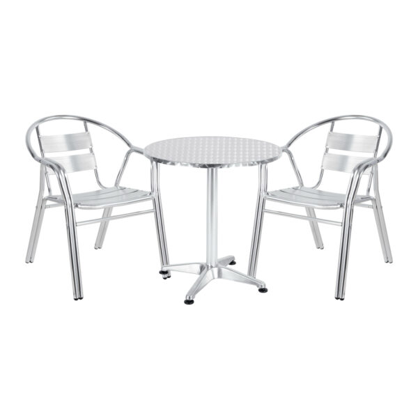 Трпезариски сет Zircu-Lazo I сет од 3 хром алуминиумски D70x70cm