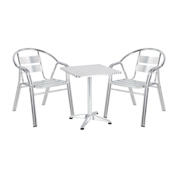 Dinning set Zircu-Lazo II set of 3 chrome aluminum D60x60x70cm