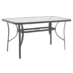 Dining table Calan-Ensure set of 7 dark anthracite metal and anthracite textilene 140x80x70cm - Image 2
