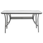 Dining table Calan-Ensure set of 7 dark anthracite metal and anthracite textilene 140x80x70cm - Image 3