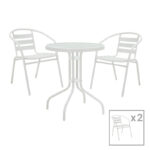 Tade-Watson dining table set of 3 white metal D60x70cm