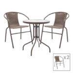 Комплет трпезариски маси Obbi-Watson од 3 кафеави метални маси D60x70 см