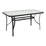 Ensure table metal black-glass 140x80x70cm